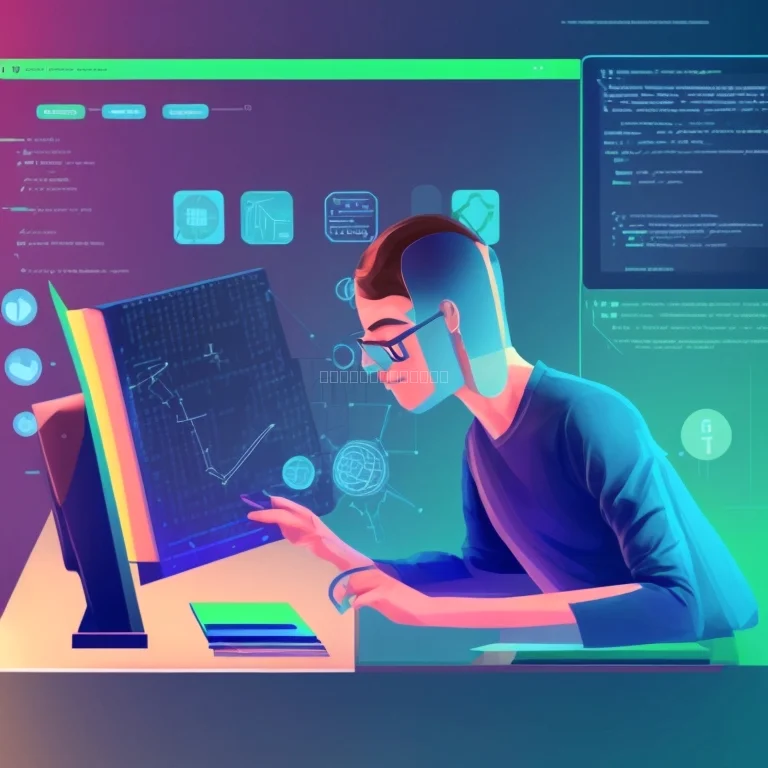 AI development team collaborating on innovative software